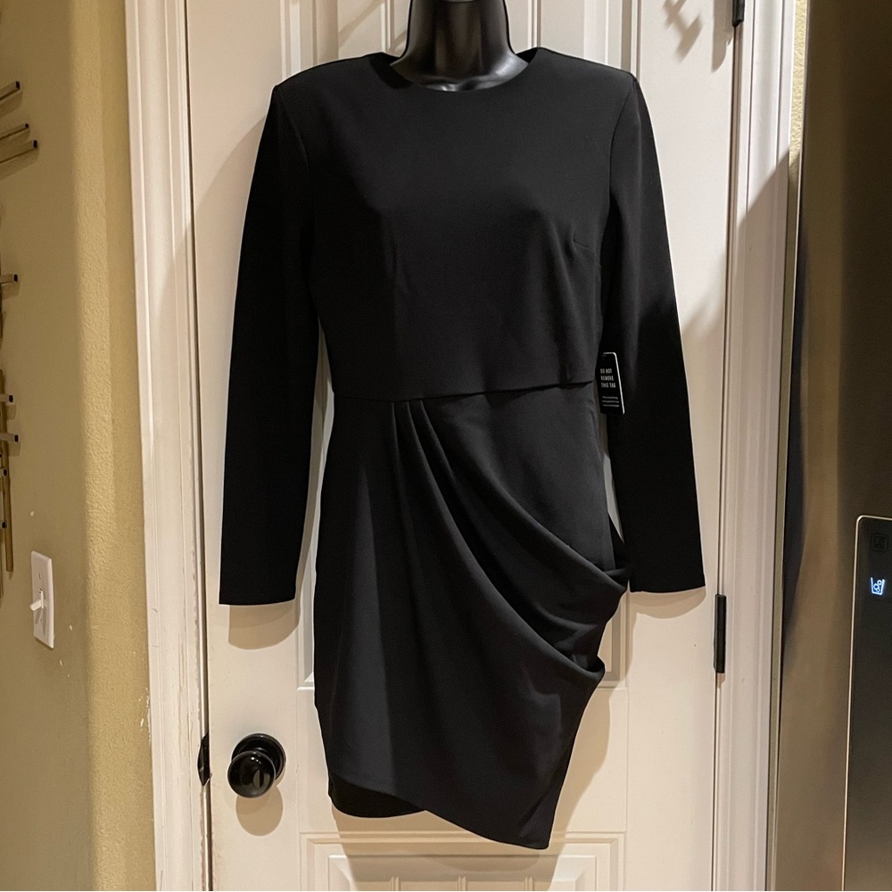 Express Faux Wrap Front Strong Shoulder Mini Dress